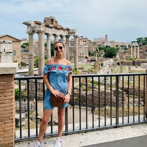 Off-the-shoulder chambray sun dress size small